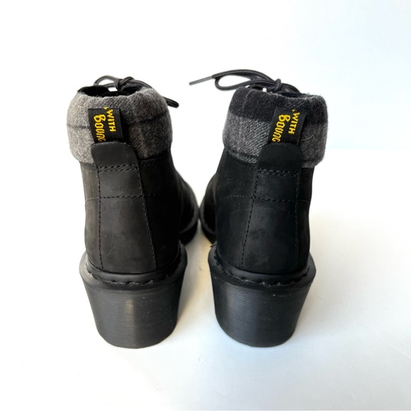 *SOLD* Doc Martens Freida Heeled Nubuck Leather Boot w/ Plaid Trim Ladies 9 - Picture 8 of 12